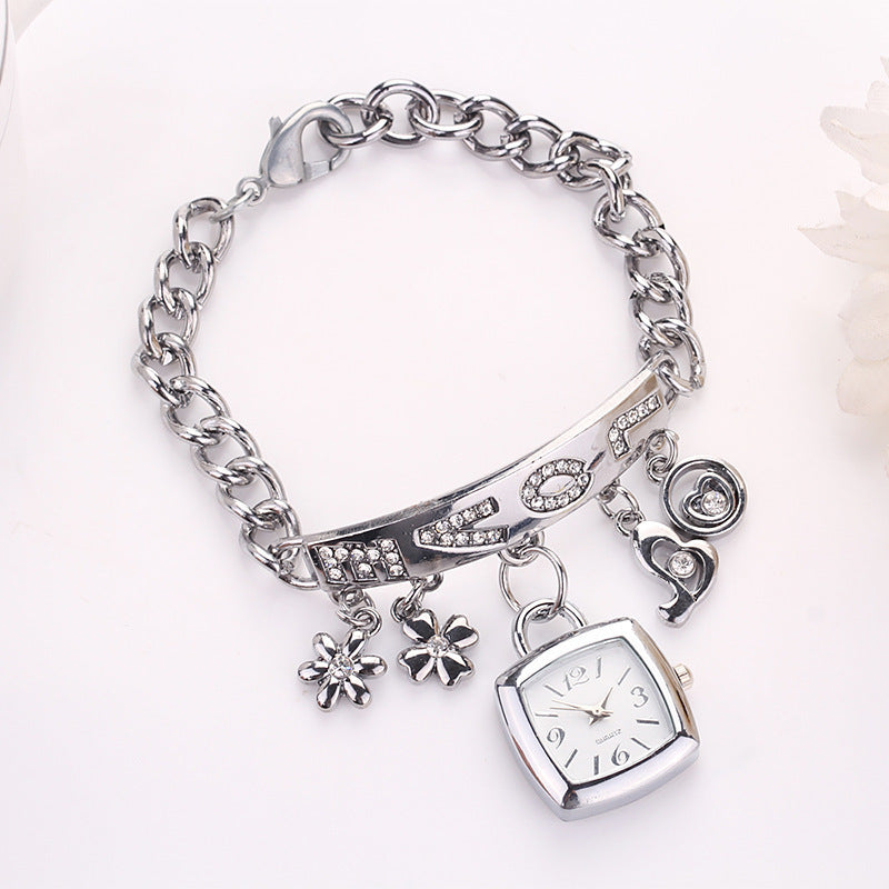 AliExpress foreign trade hot sale fashion alloy diamond pendant bracelet watch high-end ladies watch fashion watch