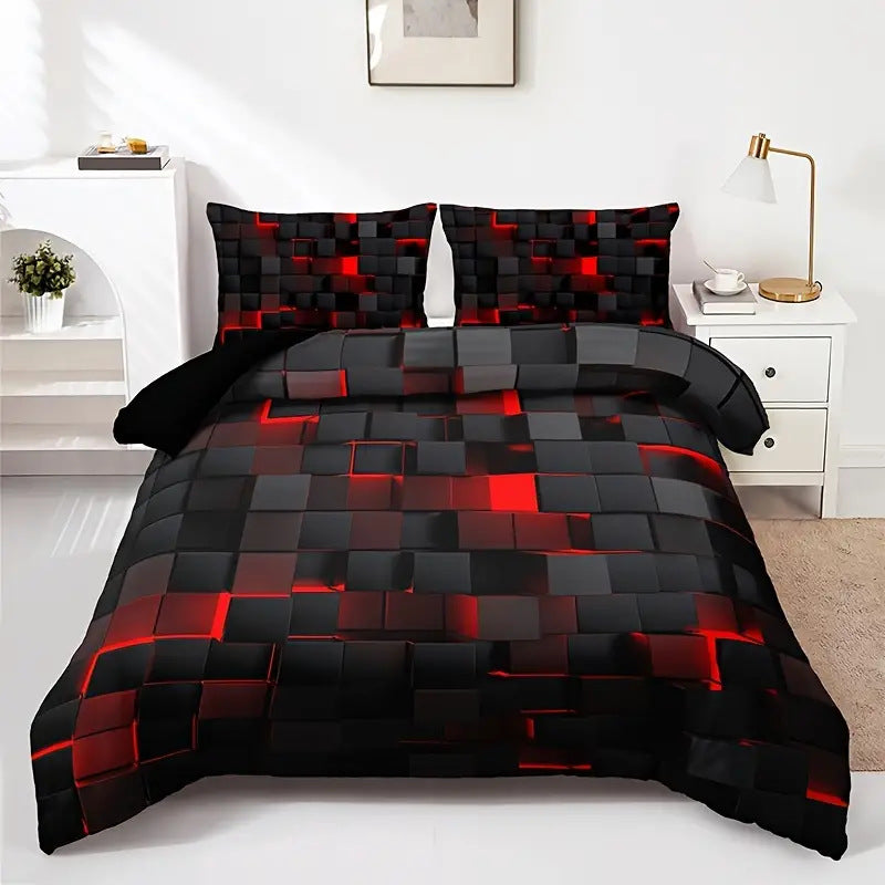 Abstract Grid Collection Quilt Cover Digital Print Bedding Set Soft Duvet Cover for Bedroom Guest Room