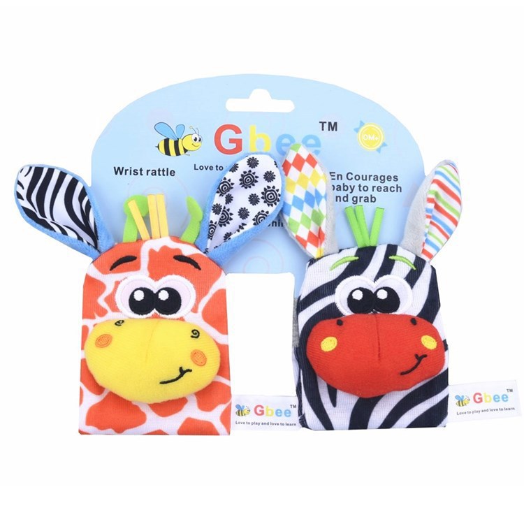 2023Gbee lion animal baby wrist rattle plush rattle socks set infant early education toy