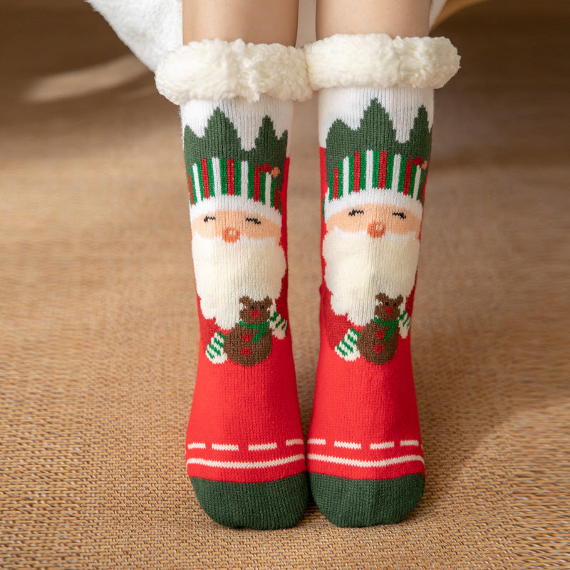 Winter Christmas socks floor socks snow socks confinement women plush coral fleece socks home sleeping socks carpet socks leg cover