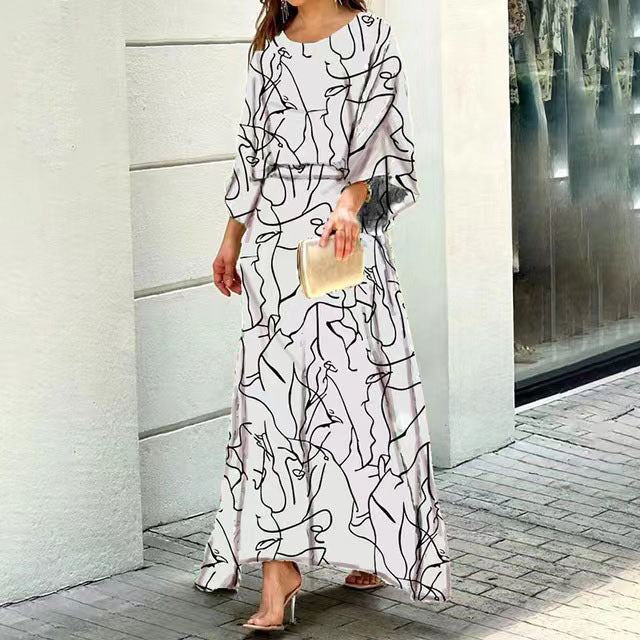 2023 cross-border women's clothing ebay Amazon wish independent station printed skirt temperament foreign trade women's suit OS033