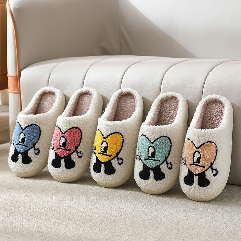 Winter men and women couple cotton slippers home indoor cute thick bottom cartoon non-slip slippers wholesale