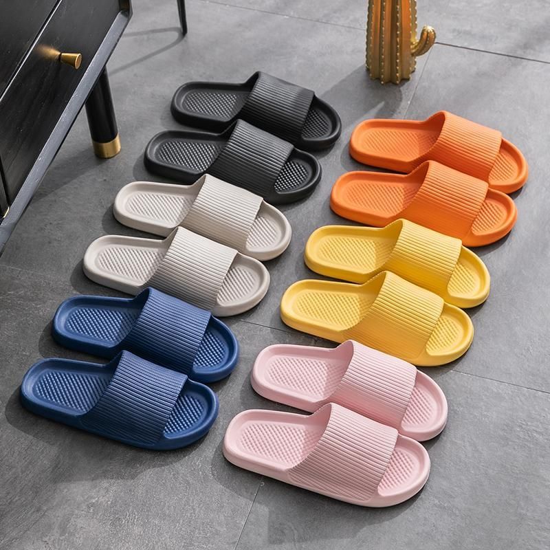 Wholesale summer slippers men's home indoor women's home thick bottom non-slip soft home bathroom couple stepping shit feeling slippers