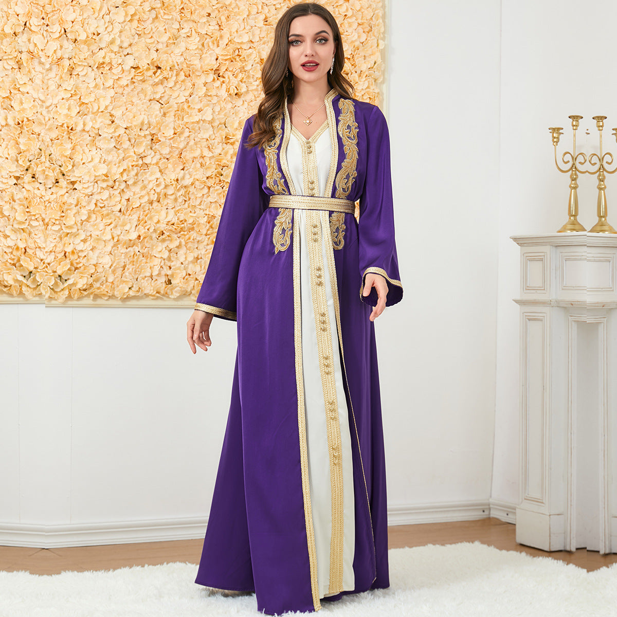 3189muslim dress new autumn and winter women's wear foreign trade two-piece long skirt cross-border long-sleeved dress