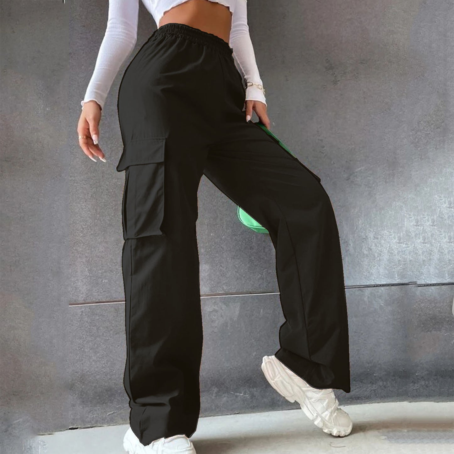 22024 Cross-border TEMU Amazon Spring Overalls Temperament Elegant Straight Trousers Loose Leg Trousers