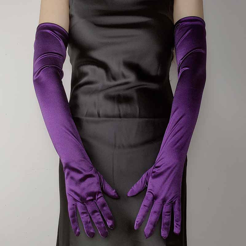 55CM long satin elastic satin gloves retro dress wedding photo accessories cosplay ladies gloves