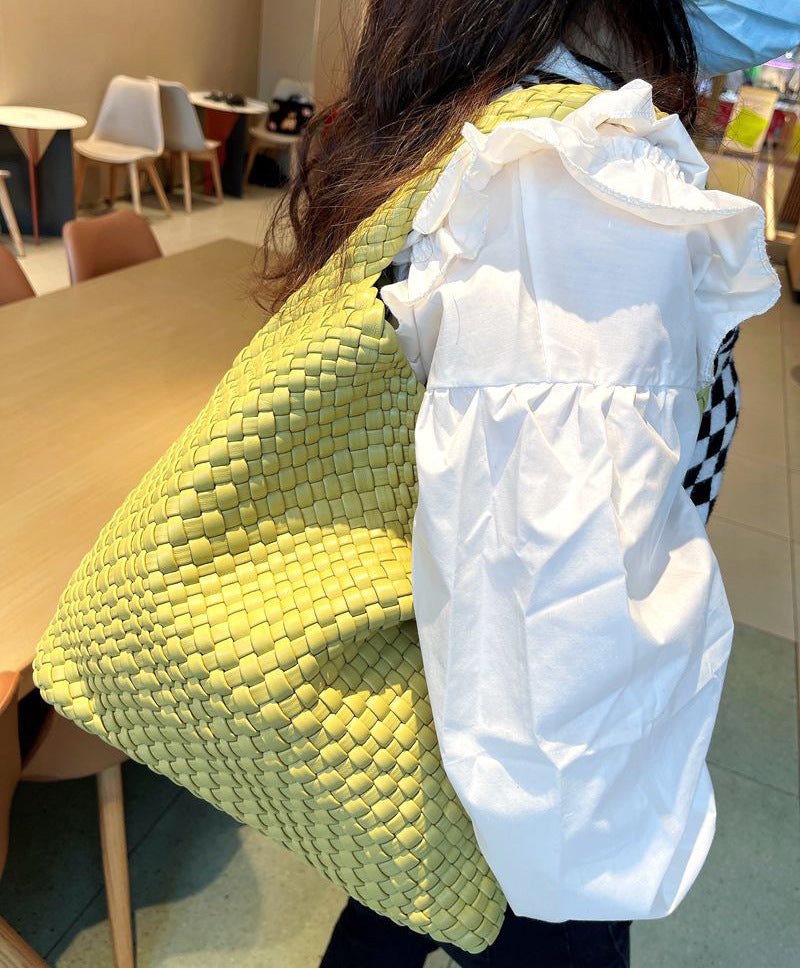 2024 new high-end hand-woven bag large-capacity shoulder tote bag underarm bag bucket bag mother-and-child bag trend