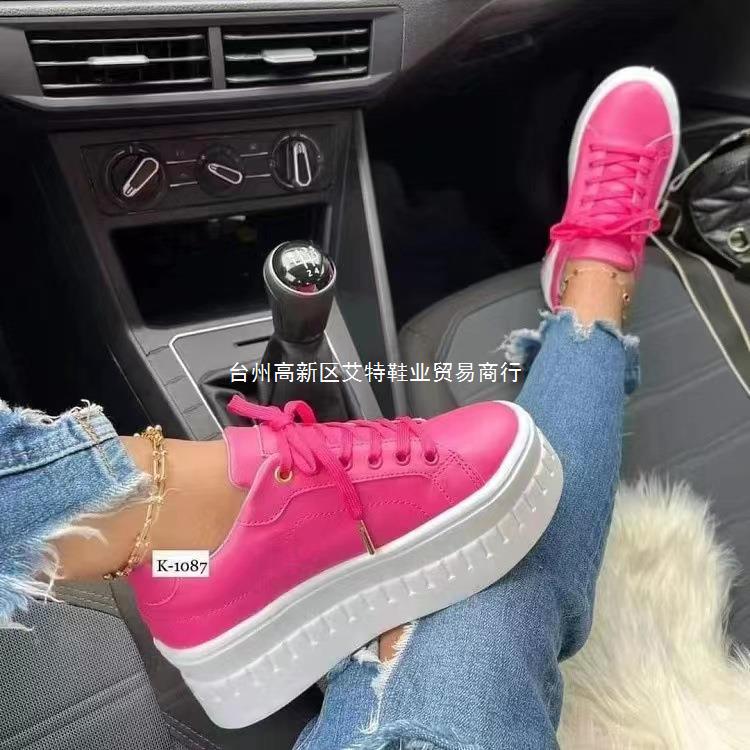 Wish cross-border large size foreign trade shoes women's thick-soled lace-up casual flat shoes women's shoes Korean style trendy couple shoes wholesale