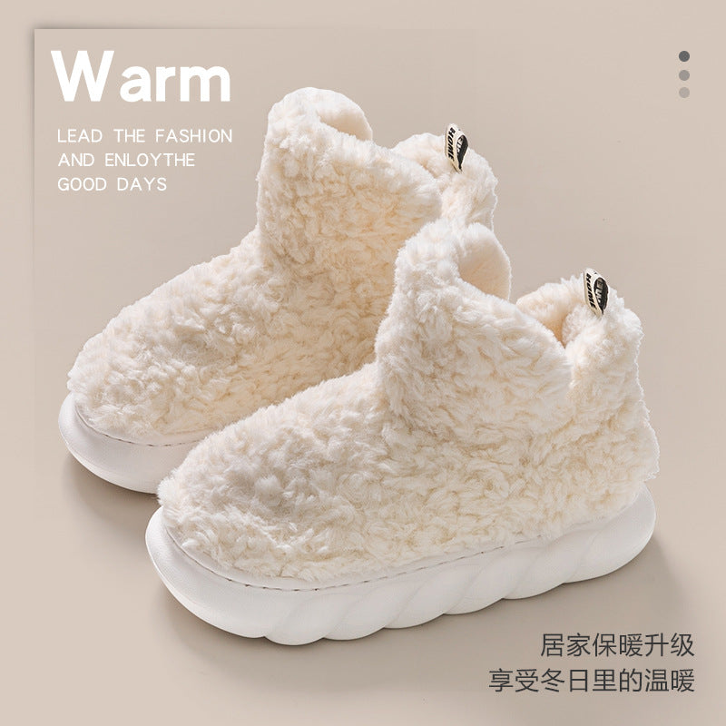 Women's thick-soled snow boots that feel like stepping on shit, winter home use, warm confinement, plus velvet and thick anti-slip cotton shoes for women's outer wear