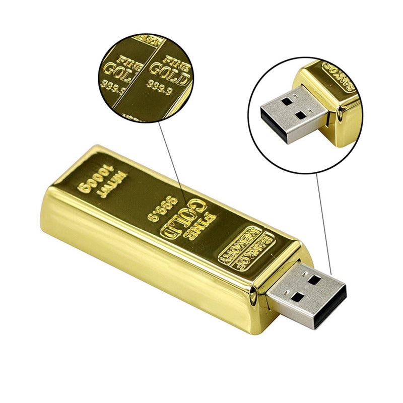 3.0 Gold Bar USB Flash Drive Gold Brick Creative Simulation Gold 64g Corporate Business Personalized Gold Gift USB Flash Drive 8G