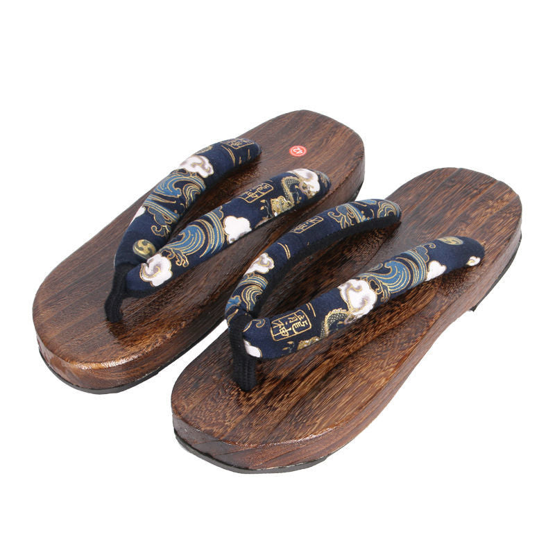 WZXSK exports Japanese men's clogs slippers pure handmade herringbone Chinese style wooden slippers Japanese men's home summer