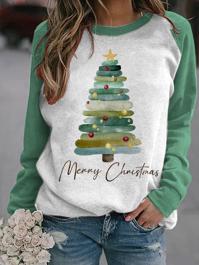 202 2 European and American Women's Sweater Women's Christmas Tree 3D Digital Printing Clothes Amazon independent station to draw