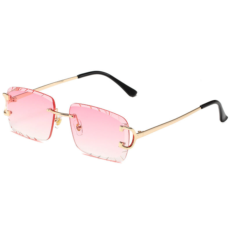 2023 frameless cut-edge square inverted sunglasses metal women's European and American ins street shooting trend sunglasses cross-border wholesale