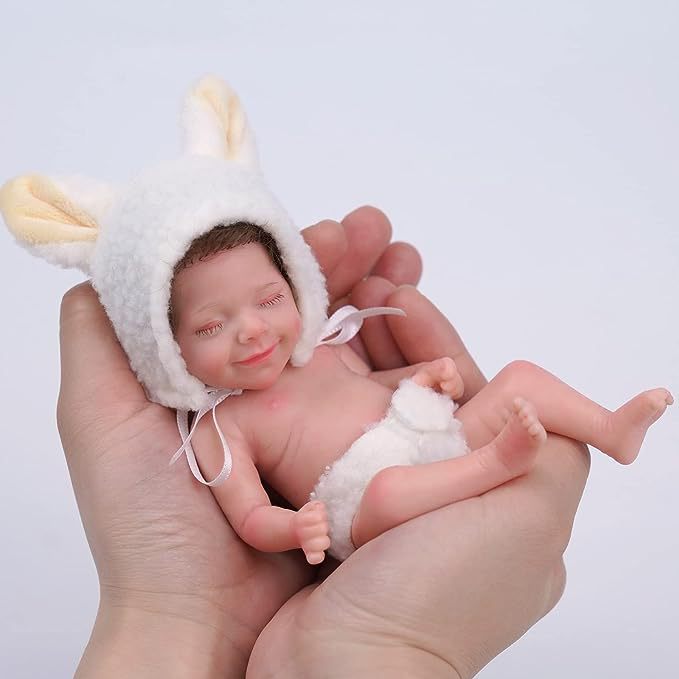 6-inch realistic simulation doll soft solid silicone reborn doll April can be bathed and dressed up as a hand gift