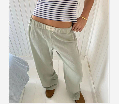 2024 New Amazon Women's Striped Wide-leg Trousers Casual Street INS Fashion Loose High-waisted Trousers