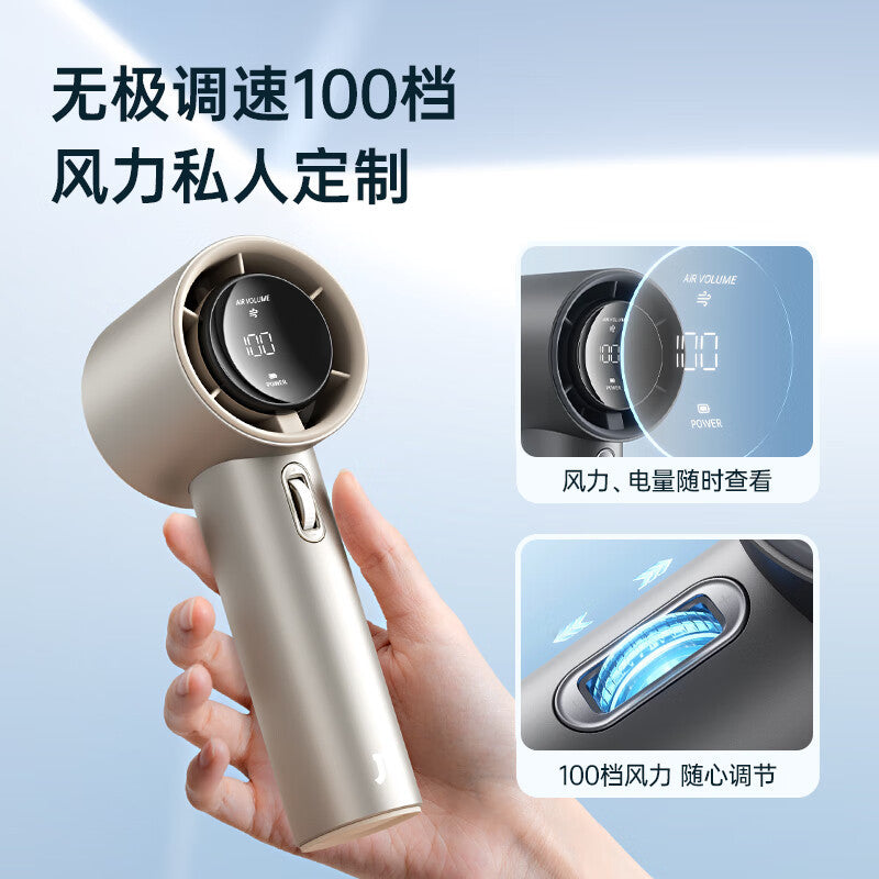 A few elements small fan handheld mini portable leafless turbo fan charging with students baby children blowing