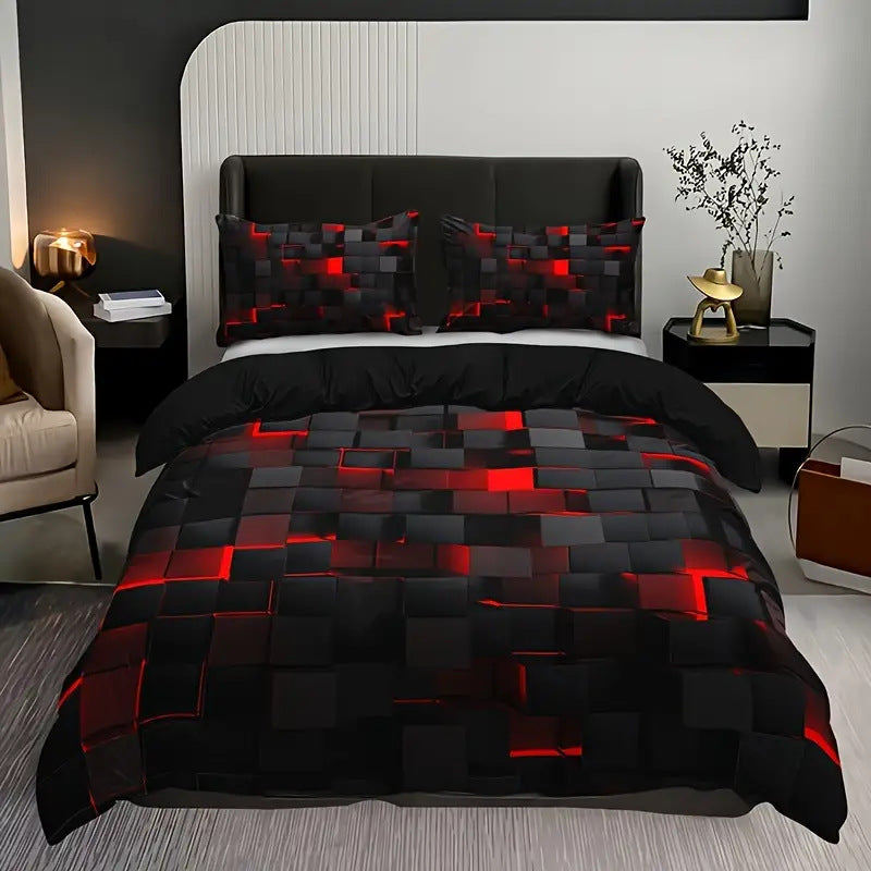 Abstract Grid Collection Quilt Cover Digital Print Bedding Set Soft Duvet Cover for Bedroom Guest Room