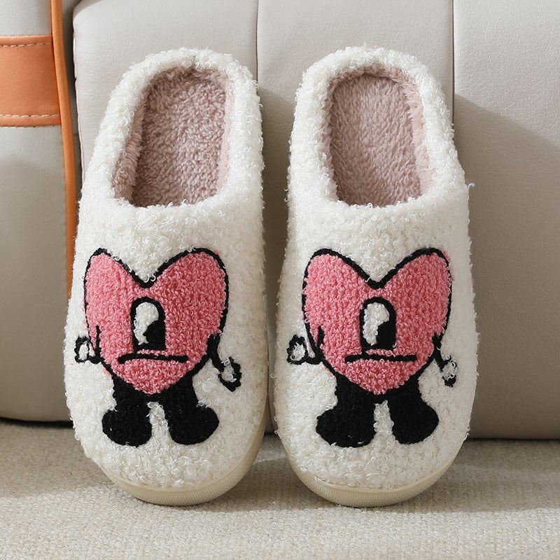 Winter men and women couple cotton slippers home indoor cute thick bottom cartoon non-slip slippers wholesale