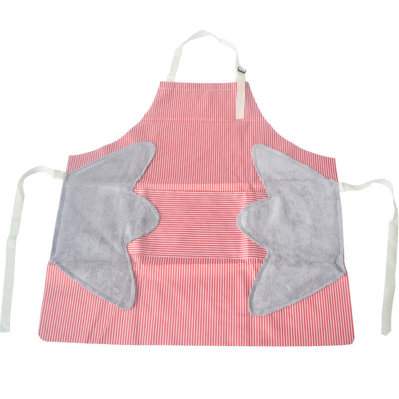 Wipeable hand apron kitchen household waterproof and oil-proof women's apron cute fashion adult men and women cooking overalls