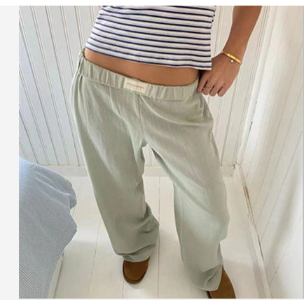 2024 New Amazon Women's Striped Wide-leg Trousers Casual Street INS Fashion Loose High-waisted Trousers