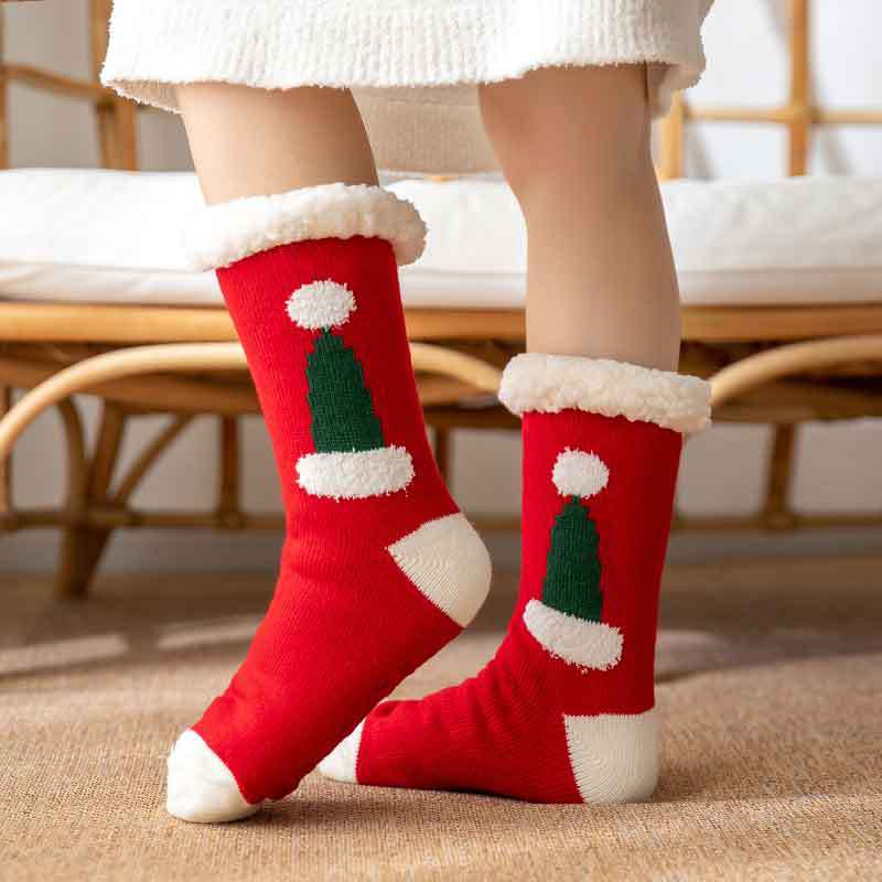 Winter Christmas socks floor socks snow socks confinement women plush coral fleece socks home sleeping socks carpet socks leg cover