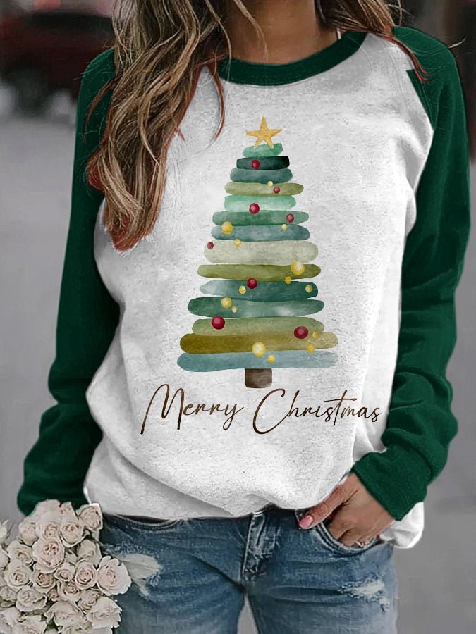 202 2 European and American Women's Sweater Women's Christmas Tree 3D Digital Printing Clothes Amazon independent station to draw