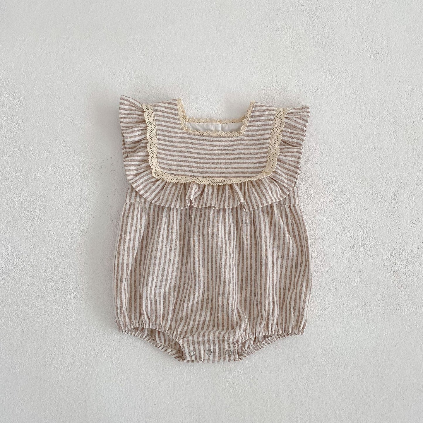 2023 new sister dress Korean version summer striped ruffles girls fashion princess dress baby crawling clothes