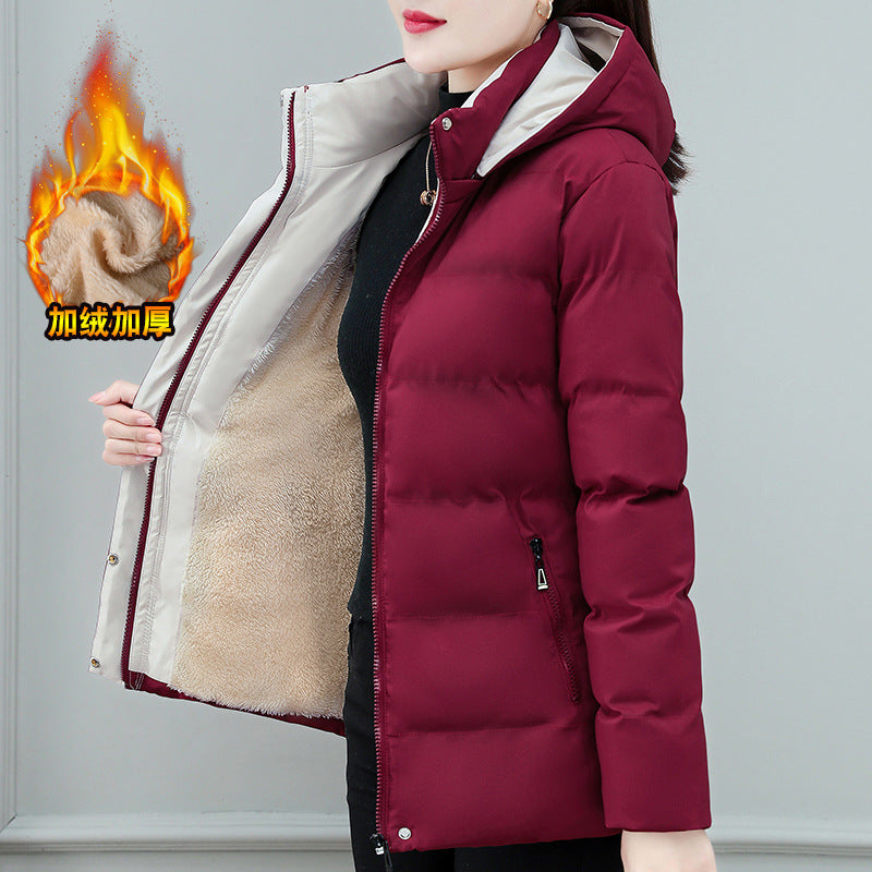 2024 winter new style plus velvet thickened pure cotton loose versatile medium and long cotton coat