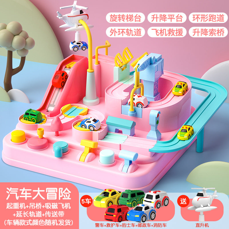 Wholesale Douyin Net Red Children's Girls Toys Rail Cars Cars Small Trains Big Adventure Puzzle Brains