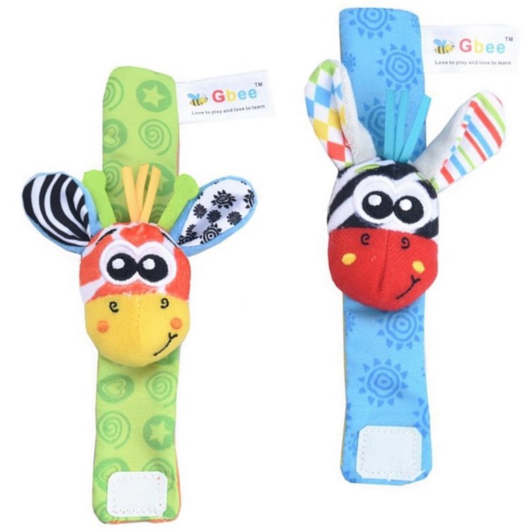 2023Gbee lion animal baby wrist rattle plush rattle socks set infant early education toy