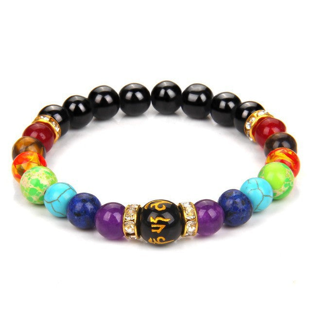 7 Chakra Yoga Fitness Meditation Proverbs Bracelet Women Cross-border Hot Sale Natural Stone Crystal Bracelet Women