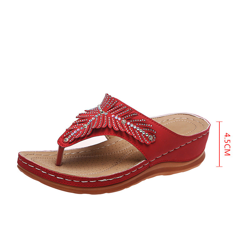 wish hot style European and American style flip flops large size African sandals casual lightweight flip flops flat rhinestone sandals