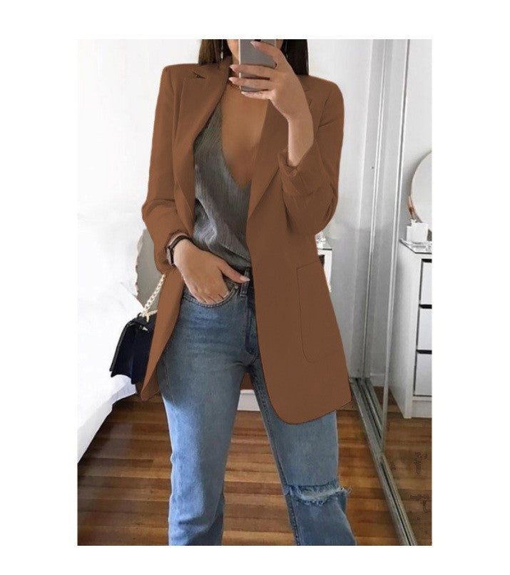 AliExpress wish Amazon 2019 European and American hot-selling fashion lapel slim cardigan temperament suit jacket for women