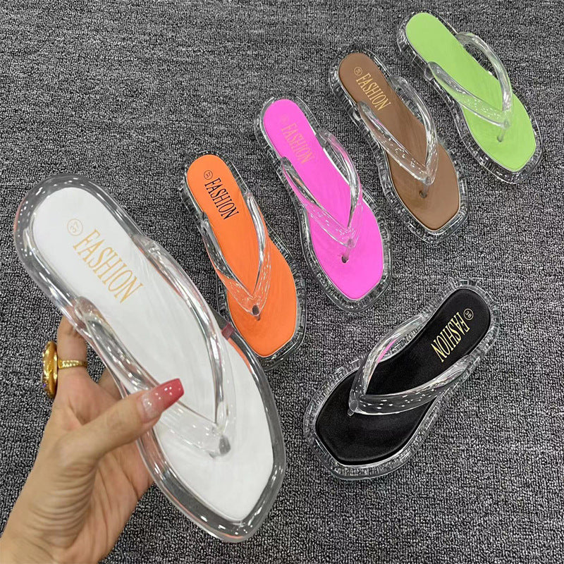 2023 new style flip-flops for women's outerwear summer fashion versatile soft-soled flat slippers beach shoes cross-border wholesale