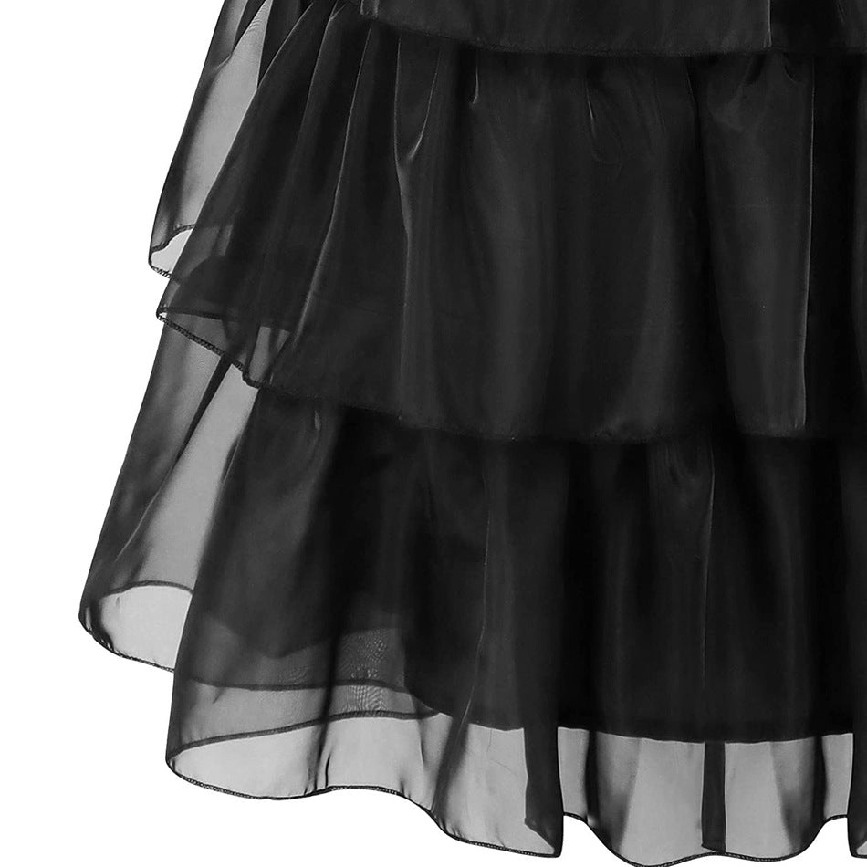 Addams family wednesday same style black dress cosplay dress amazon hot sale