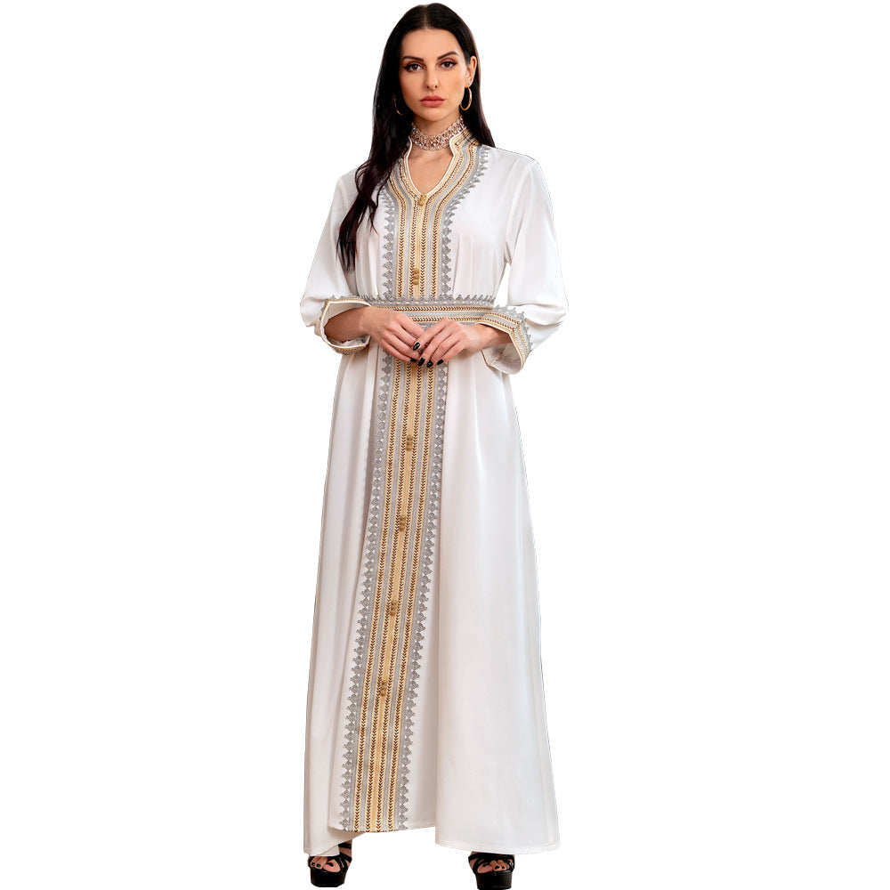 AB199 Middle East women's cross-border summer new abaya ladies party robe Muslim evening dress long skirt