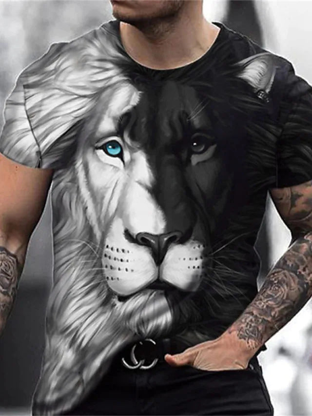 2023 new men's clothing casual digital printing trend T-shirt cross-border horror face digital printing 3DT T-shirt