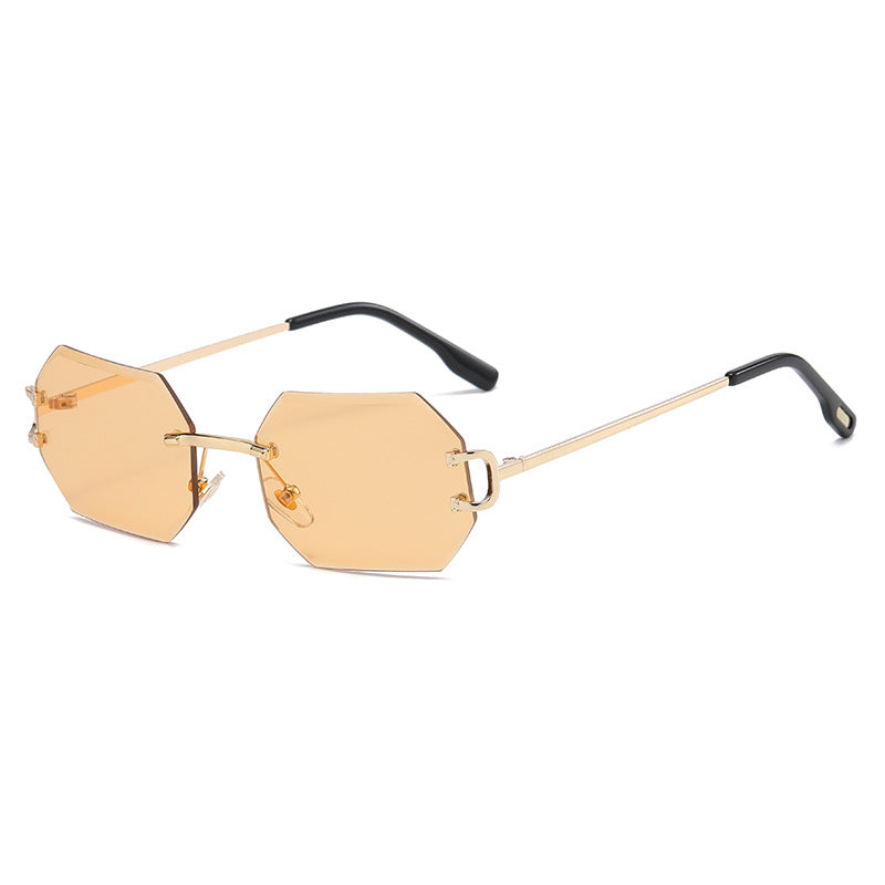 9205 octagonal frameless trimmed fashion sunglasses for women 2021 new European and American cross-border street shooting ins trendy sunglasses