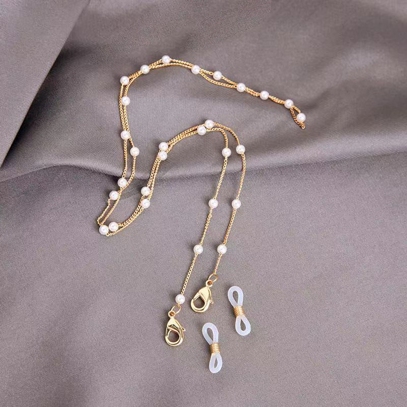 2021 European and American new glasses chain anti-lost beaded glasses chain metal glasses chain lanyard hanging neck glasses rope