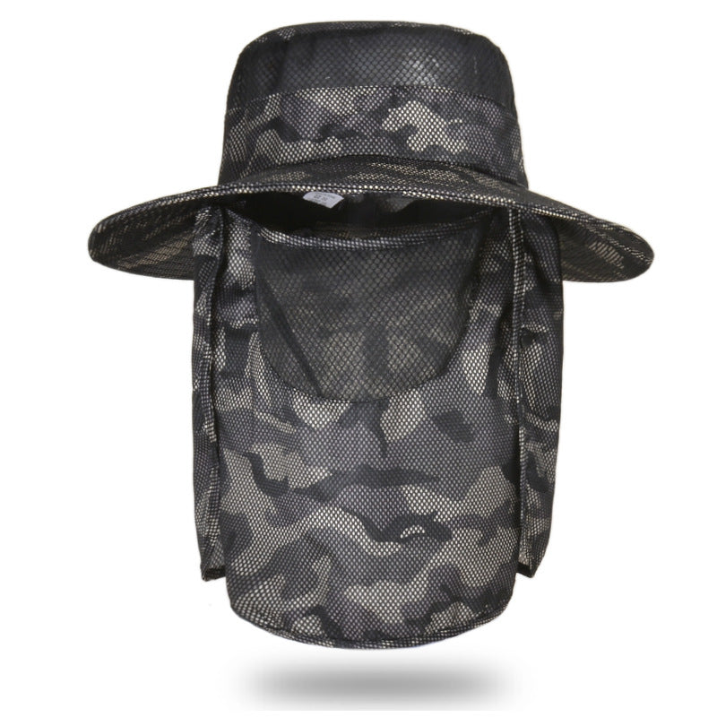 9012 cross-border sunscreen hat men's fishing hat camouflage sun hat cover face summer outdoor fisherman hat sun hat