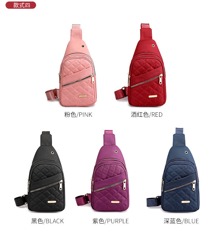 2023 new crossbody women's chest bag fashion embroidery rhombus shoulder crossbody bag street nylon simple chest bag