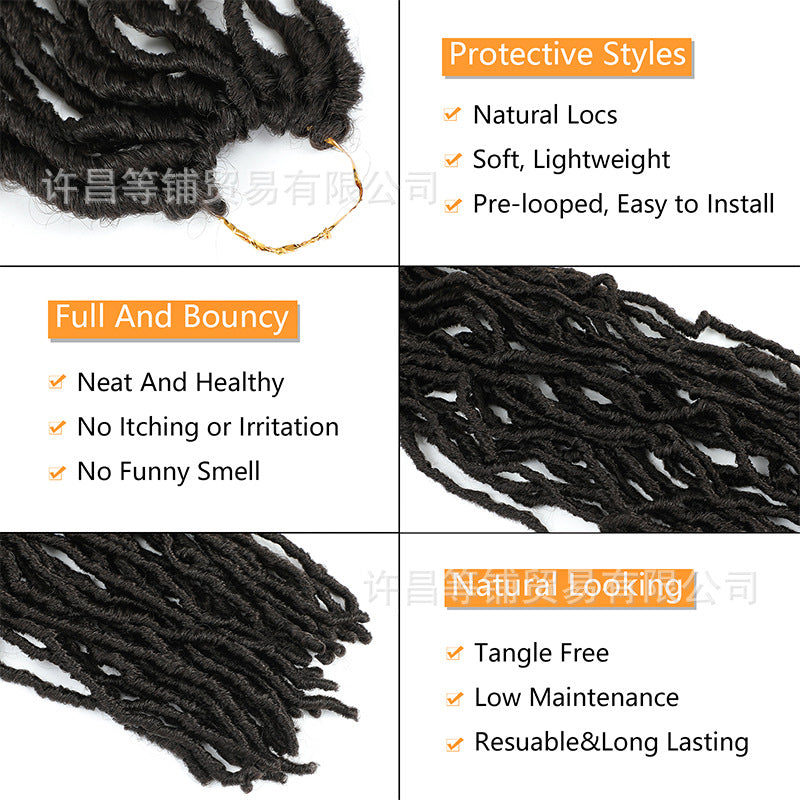 10-36inch chemical fiber crochet wig black earthworm curl Soft Locs Crochet Hair21 pieces