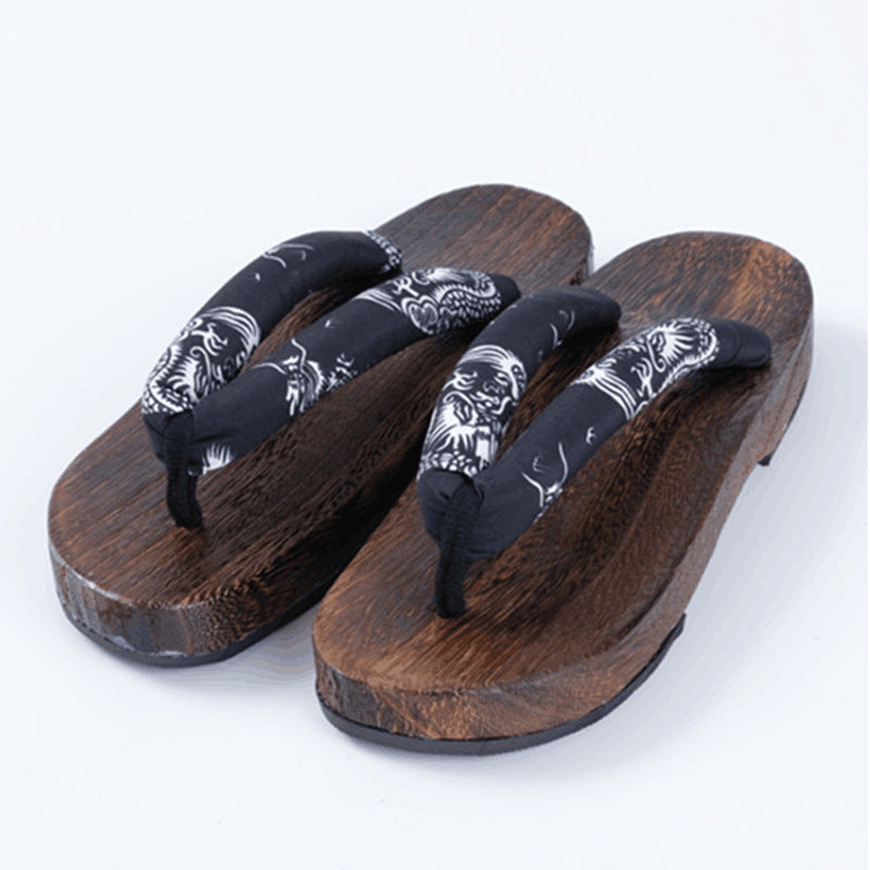 WZXSK exports Japanese men's clogs slippers pure handmade herringbone Chinese style wooden slippers Japanese men's home summer