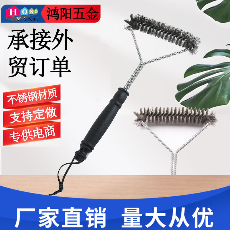 Zibo outdoor barbecue cleaning brush Y-shaped curly brush BBQ wire barbecue brush grill supplies wire brush