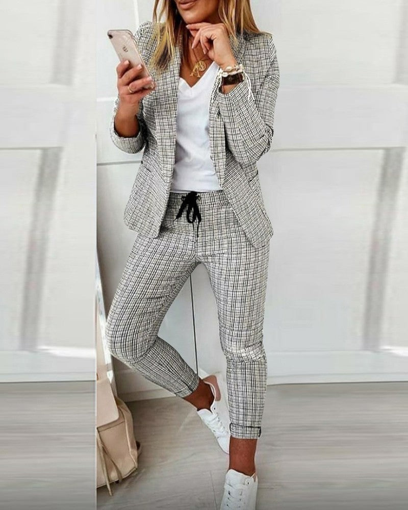 2023wish Amazon Independent Station New Plaid Casual Suit Suit Women's Clothing