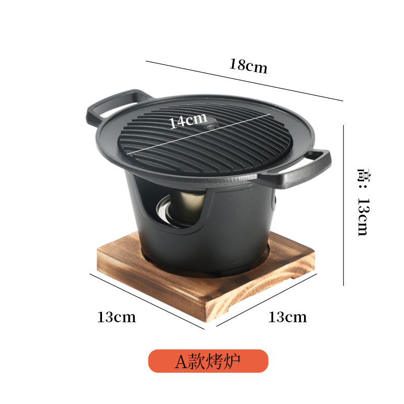 Zibo barbecue Japanese-style one-person barbecue stove household alcohol stove outdoor mini barbecue stove carbon barbecue plate