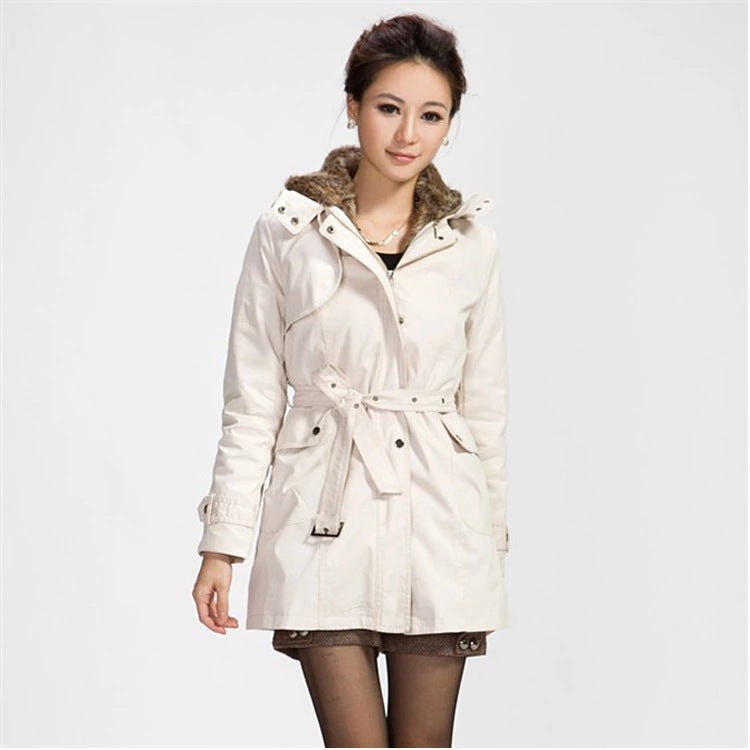 2021 winter new Korean version women's mid-length wool gall jacket slim fit warm thickened cold-resistant cotton coat