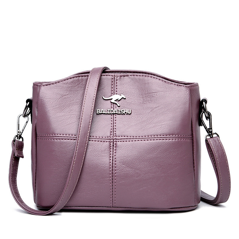 2024 new cross-border Korean version of the shoulder bag soft leather versatile large capacity embroidery middle-aged lady mother messenger bag