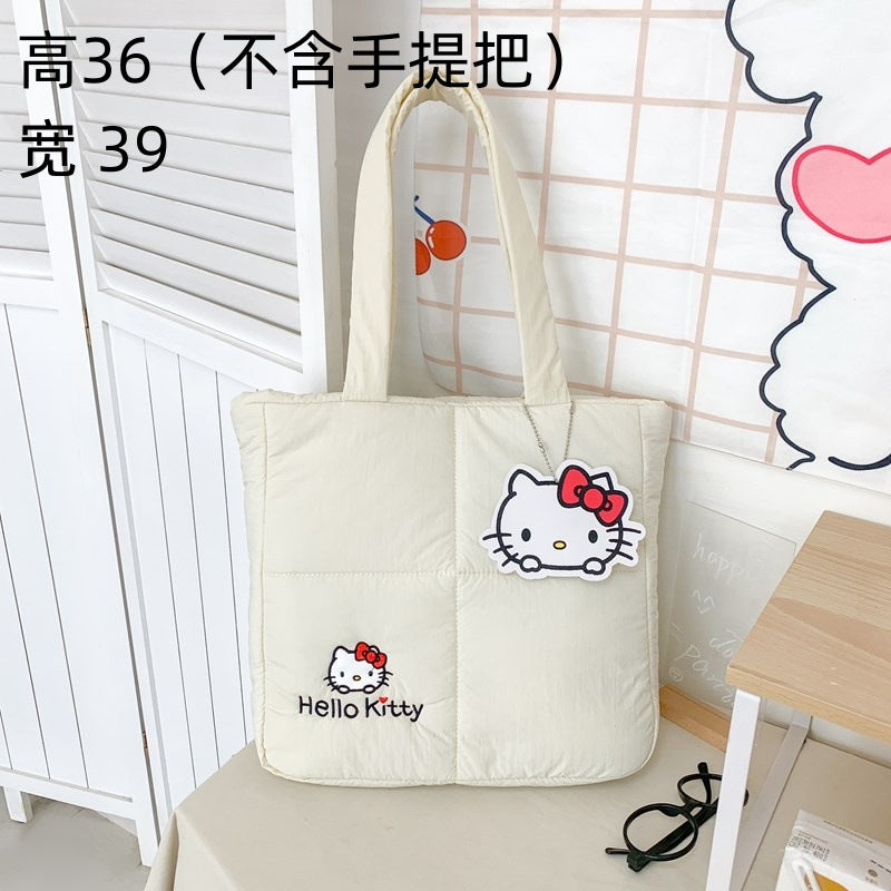 2023 New Cartoon Down Cloth Handbag Little Dog Shoulder Bag Cute Rabbit Tote Bag Birthday Gift