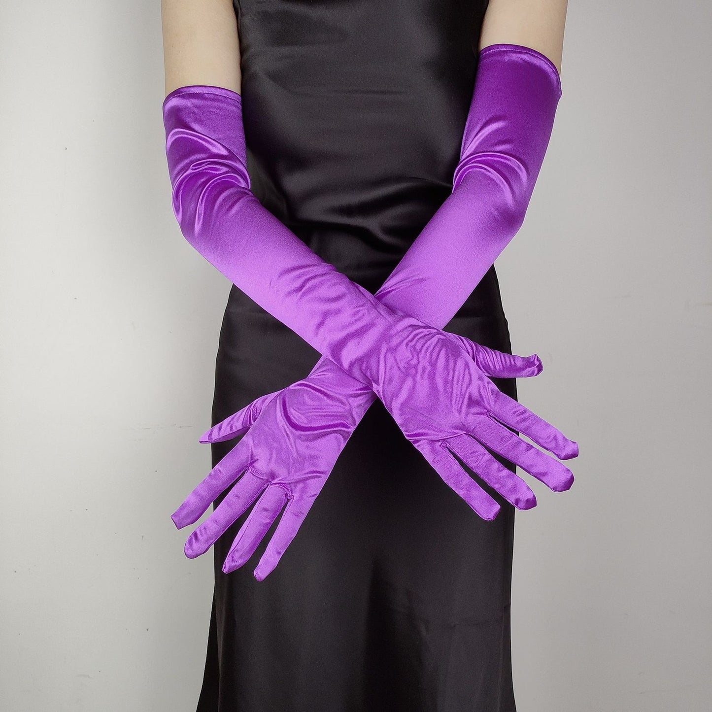 55CM long satin elastic satin gloves retro dress wedding photo accessories cosplay ladies gloves